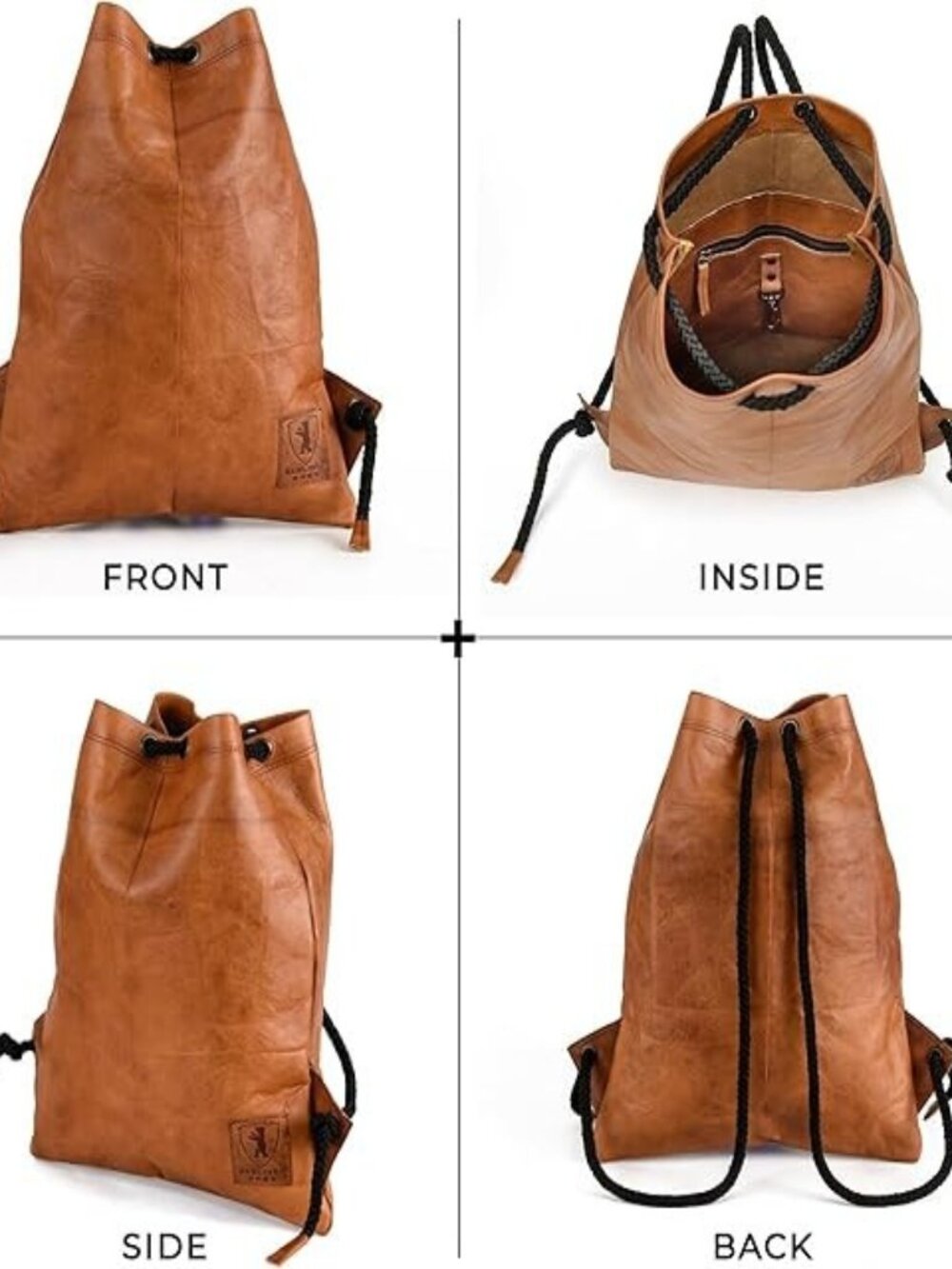Berliner Leather Gym Bag Vintage Genuine 753 Drawstring Backpack Unisex - Picture 5 of 5